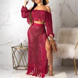 Burgundy Two piece beach cover up